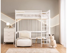 Pat Samio 80x190 copii supraetajat - culoare alb