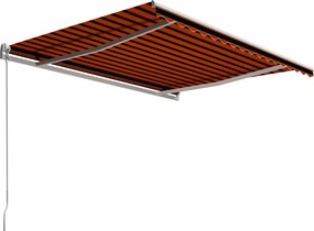 vidaXL Copertină retractabilă manual, portocaliu & maro, 400 x 300 cm