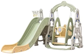Tobogan 3 in 1 Pentru Copii NOVOKIDS™ Wonder Space Slide, Cu Leagan, Pentru Interior si Exterior, 187 centimetri panta alunecare, Maxim 25 Kg, Cos de