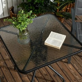 Masa de gradina patrata cu blat de sticla ISLAND 60x60 cm, negru