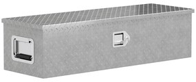 HOMCOM Cufăr pentru unelte pentru remorcă cutie de depozitare din aluminiu mânere late și antiderapante 99 x 33 x 25,5 cm argintiu | Aosom Romania