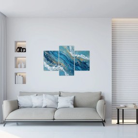 Tablou - Marmură bleu cu aur II. (90x60 cm)