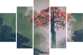Tablou - Copacul roșu singuratic (150x105 cm)