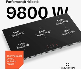Klarstein PowerGlide plită cu inducție | suprafață rezistentă la zgârieturi | 5 zone de gătit | 9800 W | 90 cm