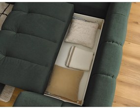 Colțar verde extensibil/cu spațiu de depozitare (cu colț pe partea stângă/în formă de ”L”) Fuji – Bobochic Paris