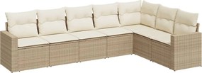vidaXL Set canapele de grădină, 7 piese, cu perne, bej, poliratan