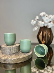 Pahar Cafea Novum (Verde Menta Pudrat-Mat, 150ml) Gresie Glazurata Manual