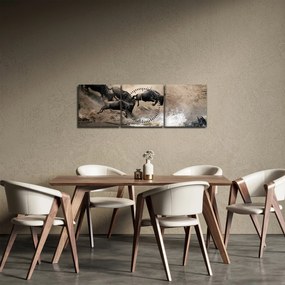 Tablou - Turmă de gnu (cu ceas) (90x30 cm)