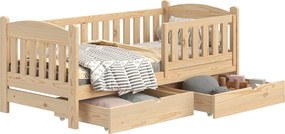 Pat copii din lemn cu sertare Alvins 90x180 - pin