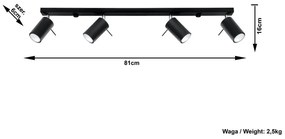 Lustră Sollux Etna 4L, negru