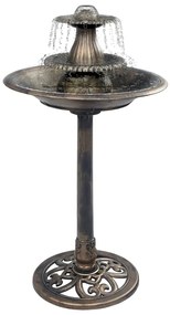 vidaXL Bazin pentru păsări cu fântână, bronz, 50 x 91 cm, plastic