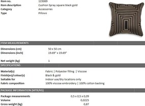 Perna decorativa LUX Spray 50x50cm, negru/ auriu 115069 HZ
