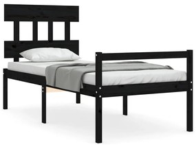 3195410 vidaXL Cadru de pat senior cu tăblie, 100x200 cm, negru, lemn masiv