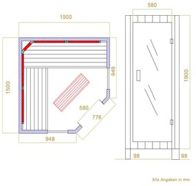 Infračervená sauna/tepelná kabína Nyborg E150V s plným spektrom, panelovými radiátormi a drevom Hemlock