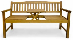 Bancă din lemn cu măsuță Eva, 150 x 60 x 88 cm