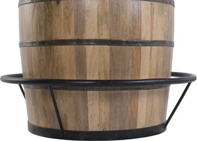 Masă bar din lemn masiv de mango în formă de butoi cu metal, 90×90×101 cm, „Barrel”