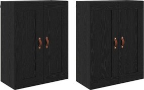 vidaXL Cabinet suspendat 2 pcs Stejar Negru 69,5 x 34 x 90 cm