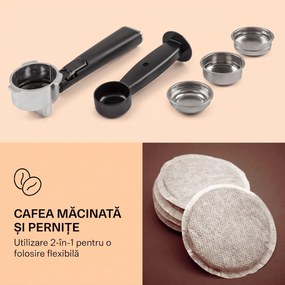 Klarstein Gusto Classico, espressor, 1350 W, presiune 20 bar, rezervor de apă: 1,5 litri