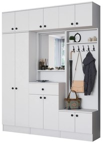 Dulap de  Pantofar Kent cu mult usi , Alb, 180 x 227 x 36 cm