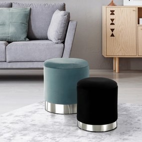 Set doua taburete, gri/crom argintiu si negru/crom argintiu, AIGUL SET