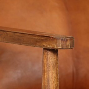 Set canapele, 2 piese, maro, piele naturala lemn masiv acacia