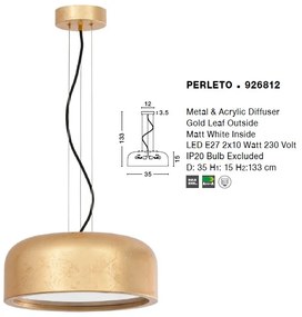 Lustra suspendata design modern Ã˜35cm Perleto aurie NVL-926812