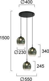 Lampă suspendată pe cablu MIRROR 3xE27/14W/230V verde fumuriu