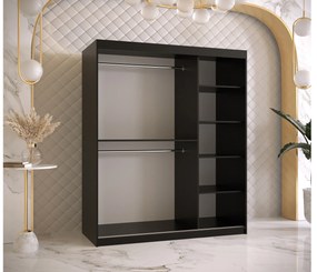 Dulap de haine Riven 2 150 (mat negru) (cu oglindă). 1064176