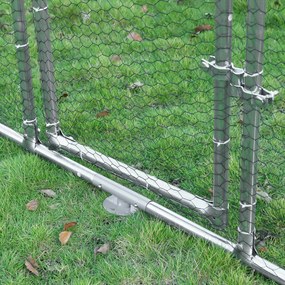 PawHut Țarc Găini Metal Ușă Acoperiș Parțial Spațiu Generos 280x570x195cm Argintiu | Aosom Romania