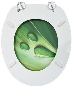 Scaune WC cu capac, 2 buc., MDF, verde, model stropi de apa 2, Picatura de apa verde, nu