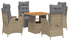 3277484 vidaXL Set mobilier de grădină cu perne, 5 piese, bej, poliratan