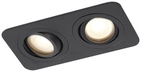 Spot încastrat rotund negru GU10 50mm rotativ și înclinabil IP44 2 lumini - Alberto