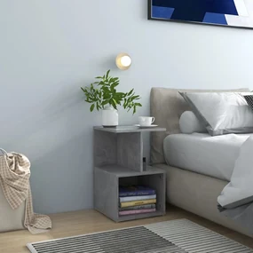 806355 vidaXL Noptiere, 2 buc., gri beton, 35x35x55 cm, PAL