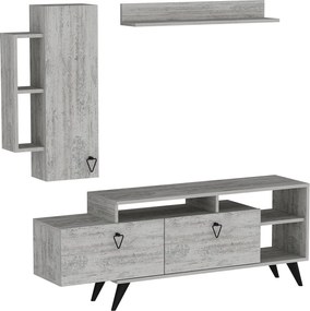 Mobilier living 505CRL1924, gri/negru, PAL melaminat, 3 piese