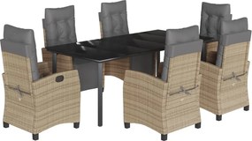 vidaXL Set mobilier pentru grădină, 7 piese, cu perne, bej, poliratan