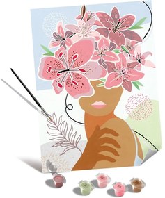 PICTURA PE NUMERE TABLOU CANVAS FEMEIE CU FLORI IN CAP - RAVENSBURGER (RVSPBN23908)