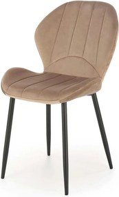 Scaun K538, bej/negru, stofa catifelata/metal, 48x57x85 cm