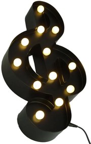MARQUEE LIGHTS LED Lumina decorativa Music-Clef -SIGN neagra 20/5/38 cm