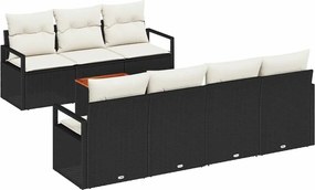 vidaXL Set de canapele pentru grădină 8 pcs Negru și Crem poliratan