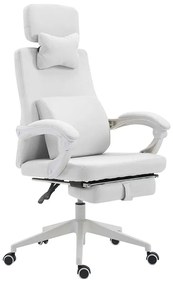 Scaun de birou rotativ cu tetiera si suport pentru picioare-alb