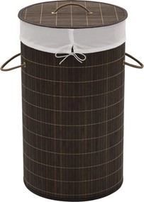 vidaXL Coș de rufe din bambus, maro închis, rotund