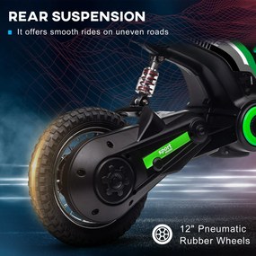 HOMCOM Motocicletă Electrică pentru Copii 8-12 Ani cu Accelerație Manuală și 2 Viteze, 119x64x76,5 cm, Verde | Aosom Romania