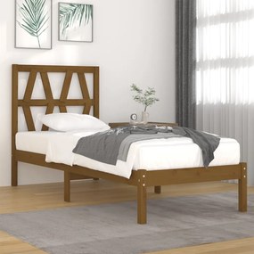3103966 vidaXL Cadru de pat single, maro miere, 90x190 cm, lemn masiv de pin