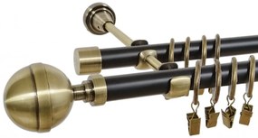 Galerie dubla duo KALISTO 19/19 mm negru aur antic (Alege marime: 400 cm)