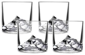 Set pahare pentru whisky LIITON L10200 Denali, Cristal, 270 ml, 4 buc, Fund 3D Everest, Transparent