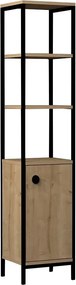 Dulap  Charlie pentru baie culoare stejar si negru 162 cm
