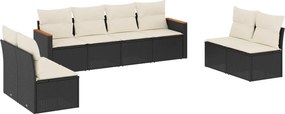 vidaXL Set mobilier de grădină cu perne, 8 piese, negru, poliratan