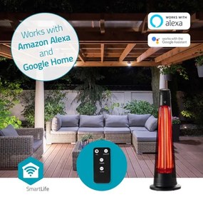 Element de încălzire de exterior Nedis HTPA21BKW SmartLife 600/1200W/230V Wi-Fi Tuya IP24