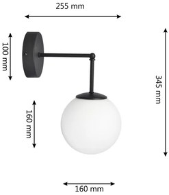 Lampă de perete MOON 1xE27/15W/230V negru
