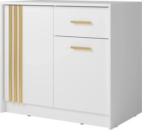 Comoda CANADA CY25, alb/auriu, PAL laminat, 102x42x94 cm